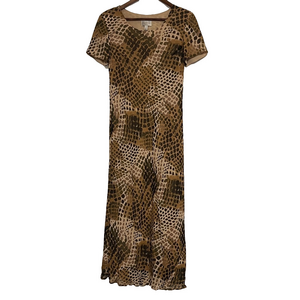 Papéll Petites 100% Silk Animal Print Dress with Shoulder Pads – Size 6P Vintage
